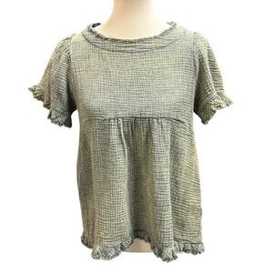 Umgee Light Green Boho Hippie Textured 100% Cotton Top - Size Small